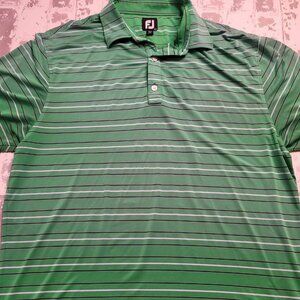 2202 Footjoy Green Stripe Polo Men's Size Large‎